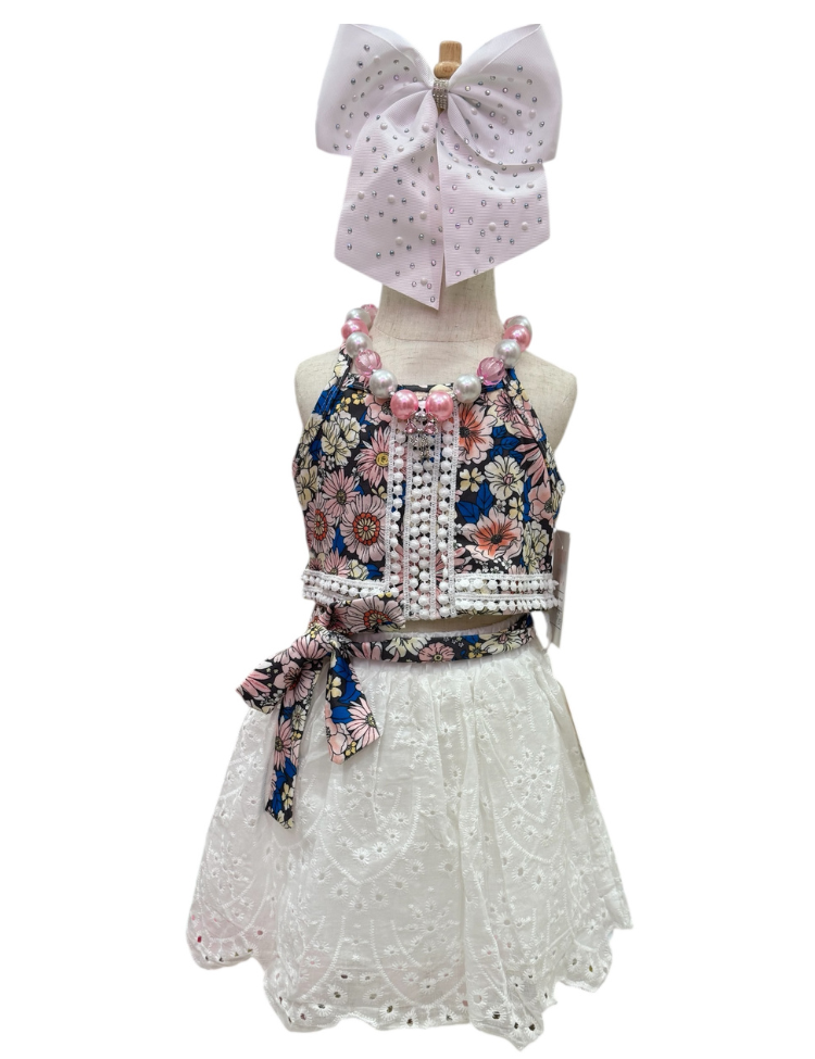 2 Piece Flowery Skirt Set